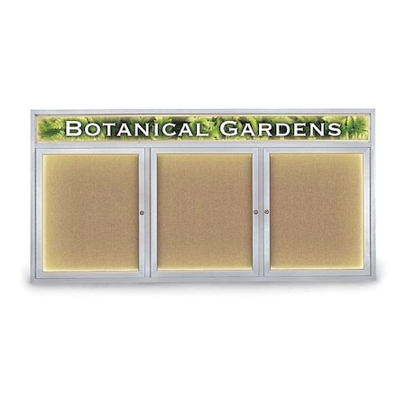 United Visual Products Crkbrd, Lght, Hdr, Fbrc, 3 Dr, Stn/Bff, 72x36" UV353ILED-SATIN-BUFF