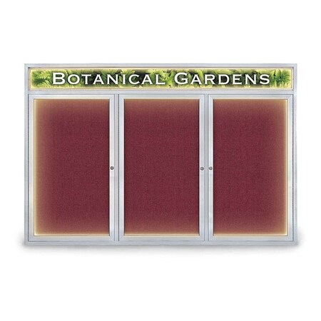 United Visual Products Crkboard, Fbrc, Hdr, Satin/Burg, 3 Dr, 72x48" UV354ILED-SATIN-DBURGU