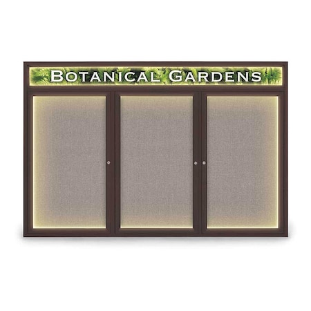 United Visual Products Corkboard, Fbrc, Hdr, Brnz/Prl, 3 Dr, 72x48" UV354ILED-BRONZE-PEARL