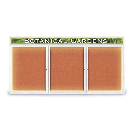 United Visual Products Corkboard, Fbrc, Hdr, Wht/Aprct, 3 Dr, 96x48" UV355ILED-WHITE-APRICOT