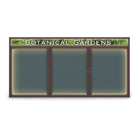 United Visual Products Corkboard, Fbrc, Hdr, Brnz/Blu, 3 Dr, 96x48" UV355ILED-BRONZE-BLSPRU