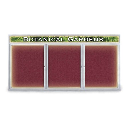 United Visual Products Crkboard, Fbrc, Hdr, Satin/Burg, 3 Dr, 96x48" UV355ILED-SATIN-DBURGU