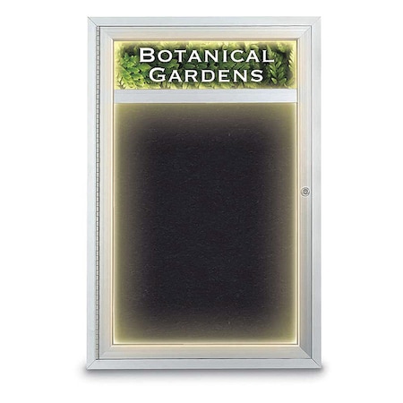 United Visual Products Corkboard, Lght, Header, Rubber, 1 Dr, 24x36" UV350ILED-SATIN-RUBBER