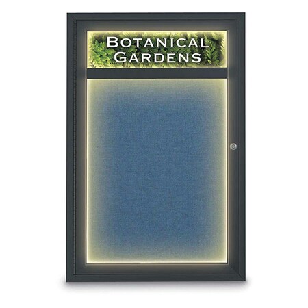 United Visual Products Corkboard, Hdr, Lght, Fbrc, Blk/Ult, 1, 24x36" UV350ILED-BLACK-ULTMAR