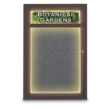 United Visual Products Crkboard, Hdr, Lght, Fbrc, Brnz/Gry, 1, 24x36" UV350ILED-BRONZE-MEDGRY