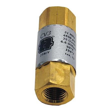 A.R. North America Check Valve, 4500psi 1/4 Fx2 4074000003