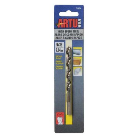 Artu Drill Bit, Steel, High Speed, 9/32" 01934