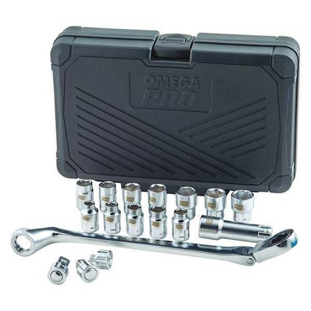 Omega Pro Flex Ratchet, Thru Sockets, 1/2", 17 pcs. 83030