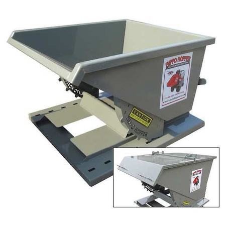 Hippo Hopper Hopper, w/Rollers/Lid, 5 yd., 2000 lb., Yllw HH80LD-Y-CP-L