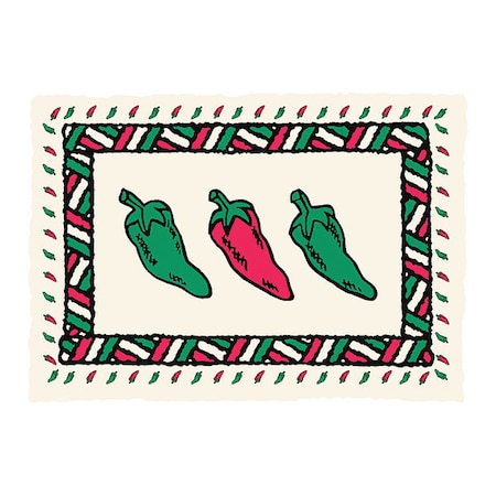 Hoffmaster 10" x 14" Burnt Edge Chili Peppers Paper Placemats, PK1000 310648