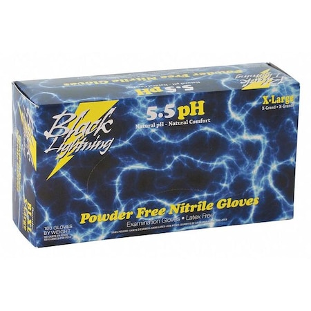 Atlantic Safety Products Lightning, Nitrile, Black, L, 100 PK BL-L