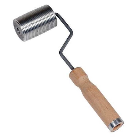 Midwest Rake Barrel Radius Roller, Alum, 3" L, 2" Dia., Ribbed, Wood Handle, 3" Rollers 48323