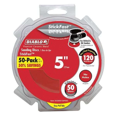 Diablo PSA Sanding Disc, 5", 120G, PK50 DCD050120P50G