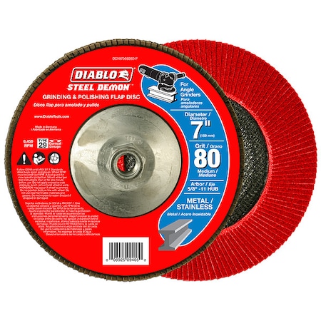 Diablo Grinding/Polishing Flap Disc, 7", 80G DCX070080B01F
