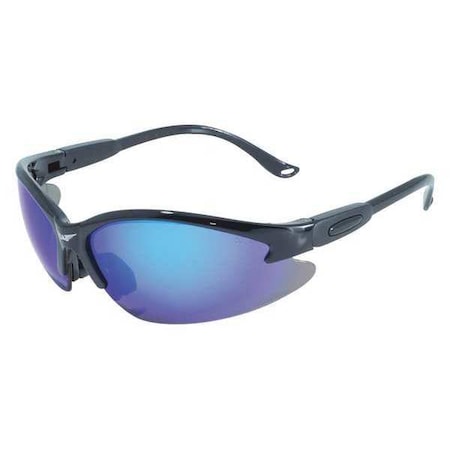 Global Vision Cougar, Safety Glasses, Anti-Fog & Anti-Scratch, Blue Lens, Black Frame COUBKGTB