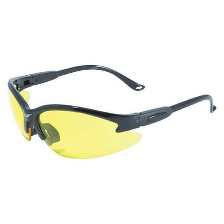 Global Vision Cougar, Safety Glasses, Anti-Fog & Anti-Scratch, Yellow Lens, Black Frame COUYT