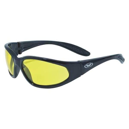 Global Vision HERCULES 1, Safety Glasses, Anti-Fog &  Anti-Scratch, Yellow Lens, Black Frame HERCYT