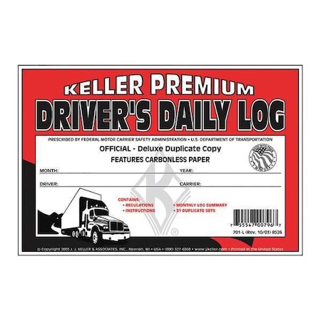 Jj Keller Drivers, Daily Log, Book 701L