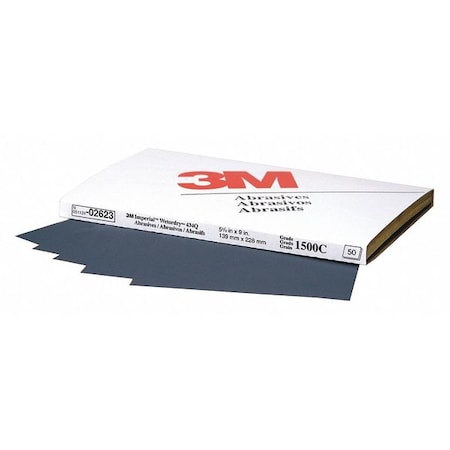 3M Abrasive Sheet, 5-1/2"x9", 1500Grit, PK250 02623