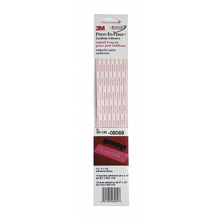 3M Press-In, Emblem Adhesive, 2" x 12", PK60 08069