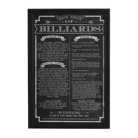 Hathaway Billiard Game Rules Wall Art BG2029BL