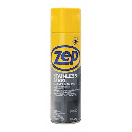 Zep Stainless Steel Cleaner, Aerosol, 14 oz, PK12 ZUSSTL14