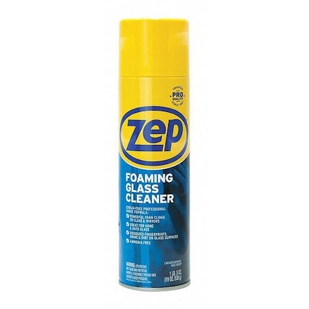 Zep Glass Cleaner, Foaming, 20 oz, Aerosol Can, 12 PK ZUFGC19