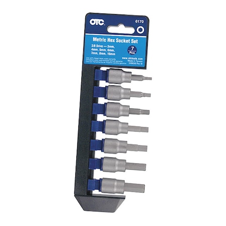 Otc Metric Hex Bit Square, D Socket Set, 7pcs. 6170