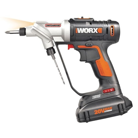 Worx Switchdriver, 20V Li-Ion, 1/4", 20, Battery Included WX176L