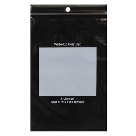 C-Line Products Recloseable Poly Bags, 4" x 6", Black, 1000 PK 47446