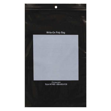 C-Line Products Recloseable Poly Bags, 6" x 9", Black, 1000 PK 47469