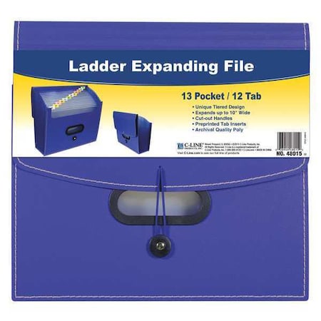 C-Line Products Ladder Expand File, 13-Pocket, Blue 48015