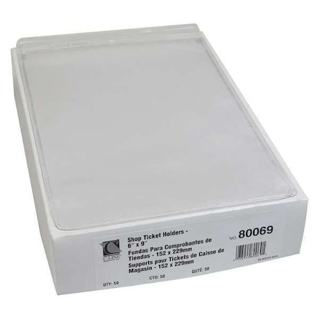 C-Line Products Shop Ticket Holder, Vinyl, Clear, 6x9", PK50 80069