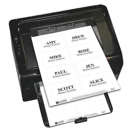 C-Line Products 3-3/8" x 2-1/3" White Name Tag Label Sheets for Laser/Inkjet Printers, 200PK 92377