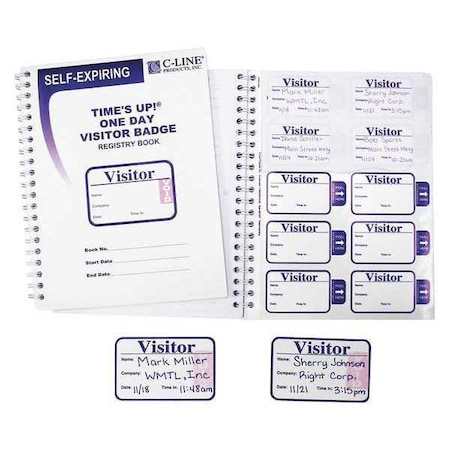 C-Line Products Visitor Badge, Self-Expire, Registry Log 97009