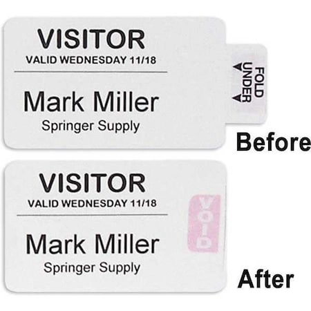 Wholesale CASE of 2 - C-Line Self-expiring Security Badges-Visitor Badges,Self-Expiring,2"x4",250 P/RL,12 RL/BX,White