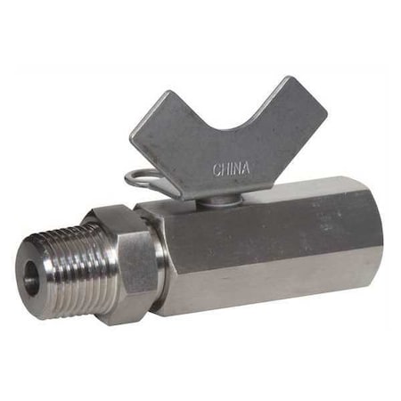 Zoro Select 1/4" FNPT x MNPT Stainless Steel Ball Valve Inline G-MSMF-25
