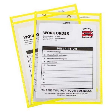 C-Line Products Shop Ticket Holder, Yellow, 9 x 12", PK15 43916