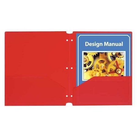 C-Line Products Two Pocket Folder, 3Hole, Red, PK25 32934