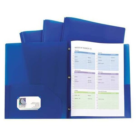 C-Line Products Two Pocket File Folder, Prong, Blue, Pk10 32965