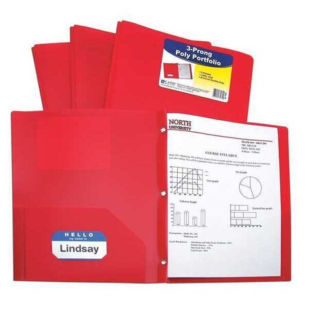 C-Line Products Two Pocket Folder, Prongs, Red, PK12 33964BNDL12EA