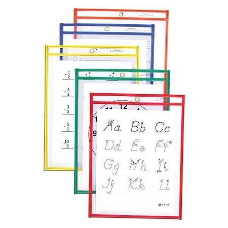 C-Line Products Reusable Dry Erase Pocket 9x12", Assorted Colors, PK25 40620