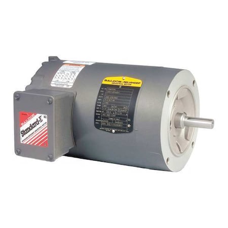 Baldor-Reliance Three-Phase AC Induction Motor, 1/3 HP, 56C Frame, 230V AC, 460V AC Voltage, 3,450 Nameplate RPM KM3457