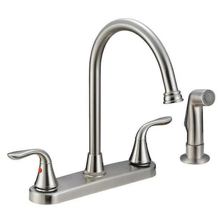 B & K 8" Mount, 4 Hole Faucet Kit, 2 Lever Hi Arc, BN w/Spray 229-006