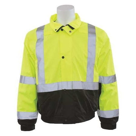 Deltaplus Hi-Vis Bomber Jacket, 100% Polyester 300D Oxford with PU Coating, 100% Black Polyester Fleece Liner 61596