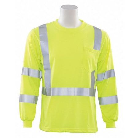 Deltaplus Hi-Vis Long Sleeve Shirt, Class 3, Type R, 100% Polyester Jersey with Moisture Wicking, Lime, L 62123