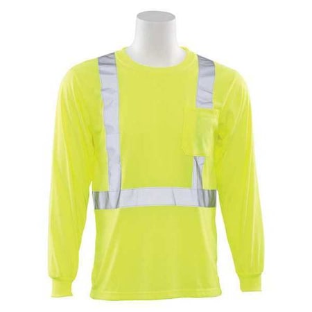 Deltaplus Hi-Vis Long Sleeve Shirt, Class 2, Type R, 100% Polyester Jersey with Moisture Wicking, Lime, 5XL 14127