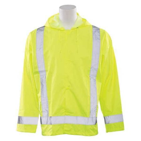 Deltaplus Hi-Vis Oversized Rain Jacket, Polyester/Polyurethane Coating, High Visibility Lime, 5XL/6XL 61498