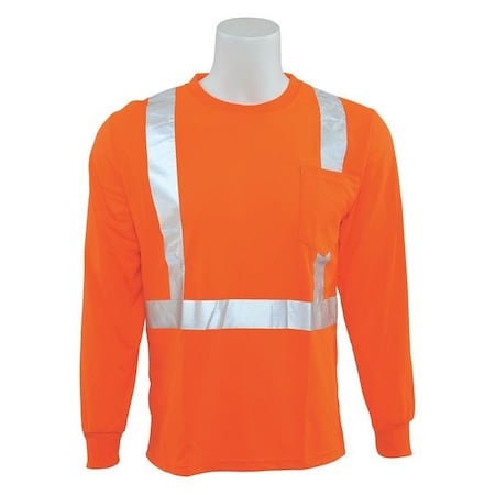 Deltaplus Hi-Vis Long Sleeve Shirt, Class 2, Type R, 100% Polyester Birdseye Mesh with Moisture Wicking, 5XL 64015
