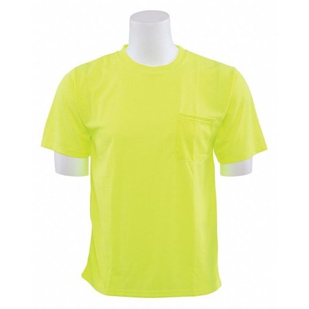 Deltaplus Hi-Vis Short-Sleeve Shirt, 100% Polyester Birdseye Mesh with Moisture Wicking, High Visibility Lime 64022